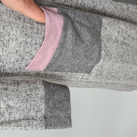 La Vie en Rose Open Front Hooded Cardigan Heathered Grey Pin Pockets Size XS / S - Picture 4 of 14